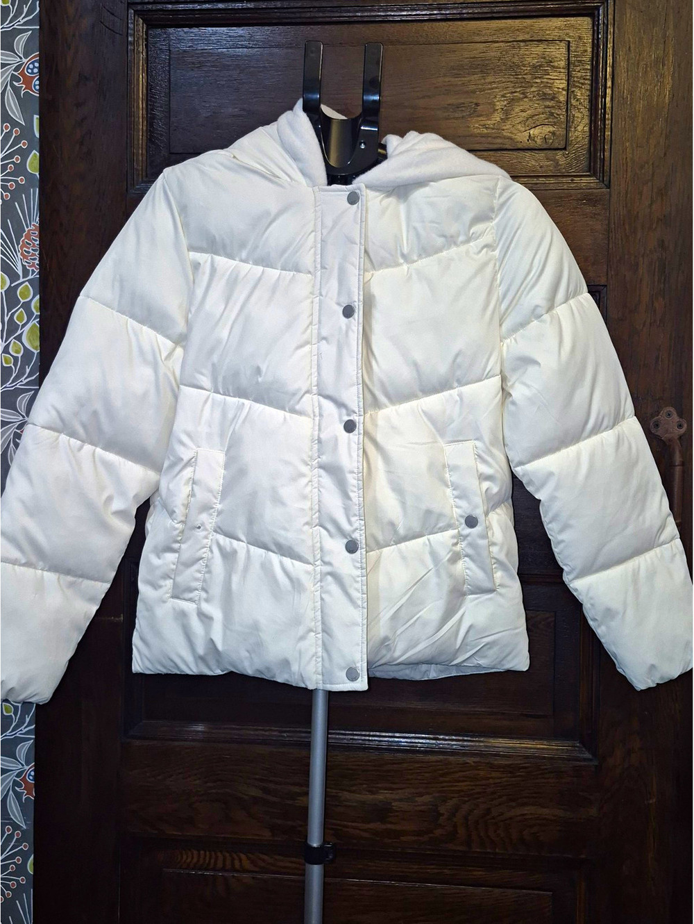 32 Degrees Heat Women's White Hooded Puffer Jacket Small